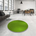 Round Patterned Green Rug in a Office, pat3909yw