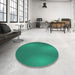 Round Patterned Spring Green Novelty Rug in a Office, pat3909