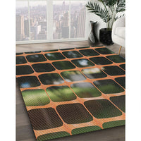 Patterned Dark Almond Brown Novelty Rug, pat390