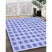 Patterned Light Slate Blue Rug in Family Room, pat391blu