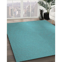 Patterned Bright Turquoise Blue Rug, pat3910lblu