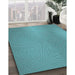 Patterned Bright Turquoise Blue Rug in Family Room, pat3910lblu