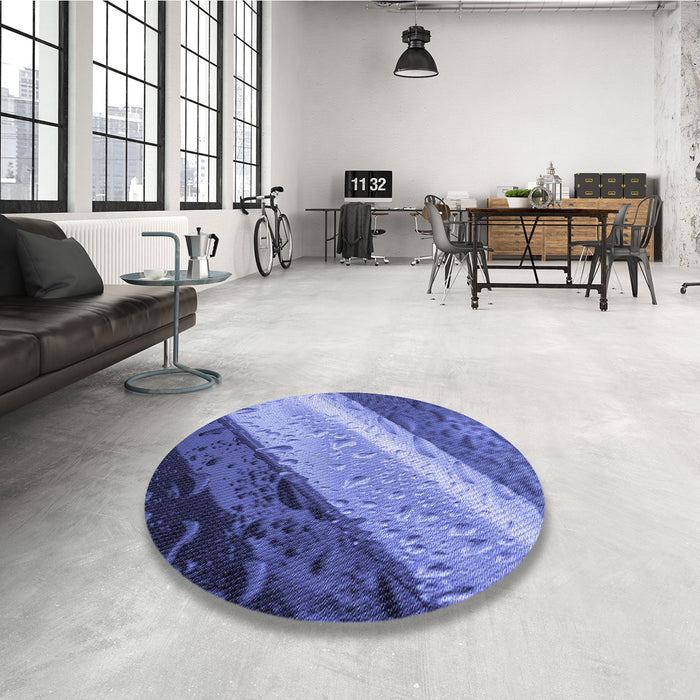Round Patterned Sky Blue Rug in a Office, pat3911blu