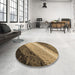 Round Patterned Metallic Gold Rug in a Office, pat3911brn