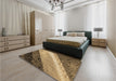 Patterned Metallic Gold Rug in a Bedroom, pat3911brn