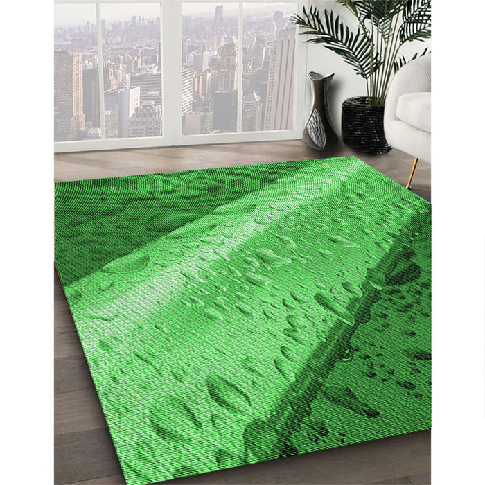 Patterned Green Rug in Family Room, pat3911grn