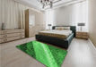 Patterned Green Rug in a Bedroom, pat3911grn