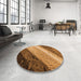 Round Patterned Saddle Brown Rug in a Office, pat3911org