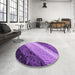 Round Patterned Purple Rug in a Office, pat3911pur