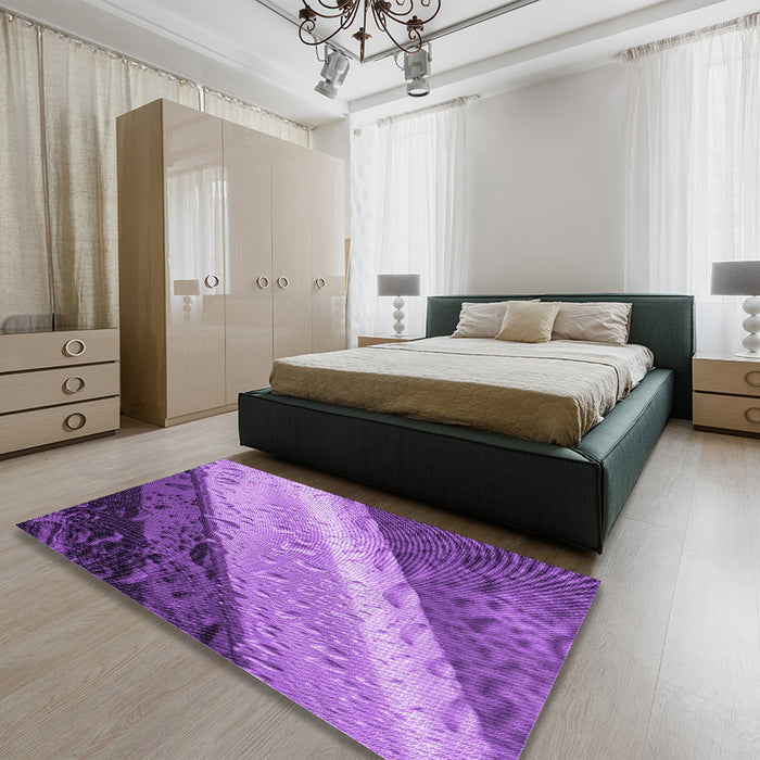 Round Machine Washable Transitional Purple Rug in a Office, wshpat3911pur