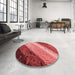 Round Patterned Red Rug in a Office, pat3911rd