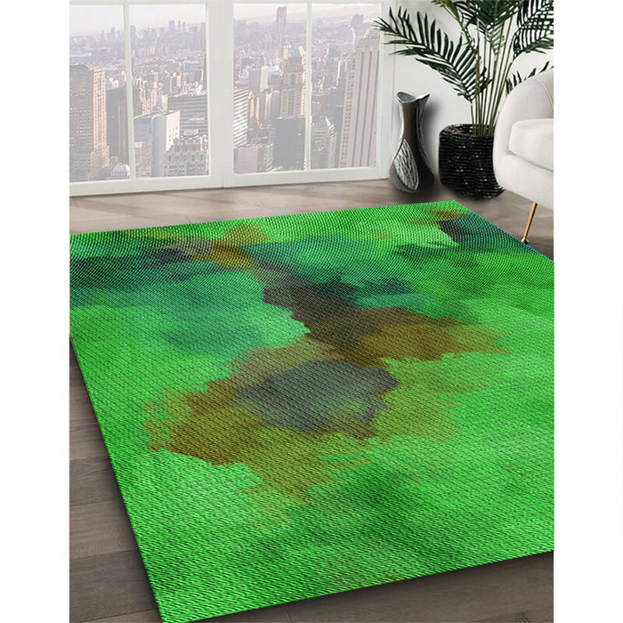 Patterned Lime Green Rug in Family Room, pat3912grn