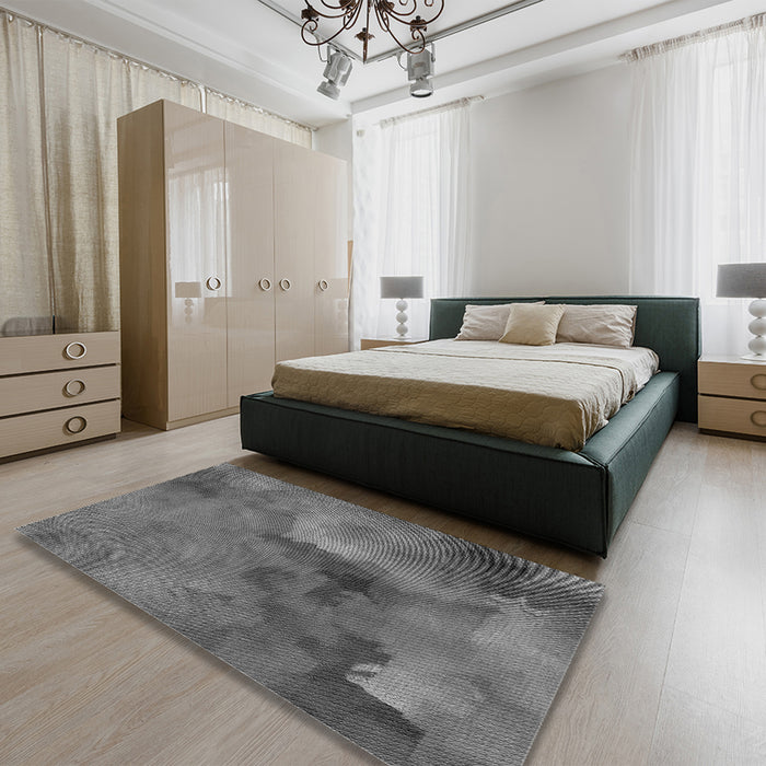 Patterned Gray Rug in a Bedroom, pat3912gry