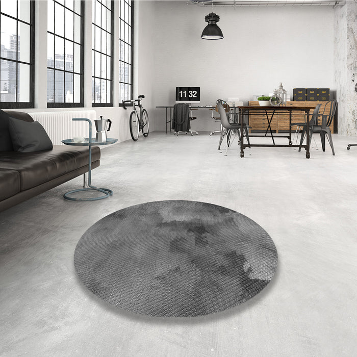 Round Patterned Gray Rug in a Office, pat3912gry
