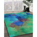 Machine Washable Transitional Medium Spring Green Rug in a Family Room, wshpat3912lblu