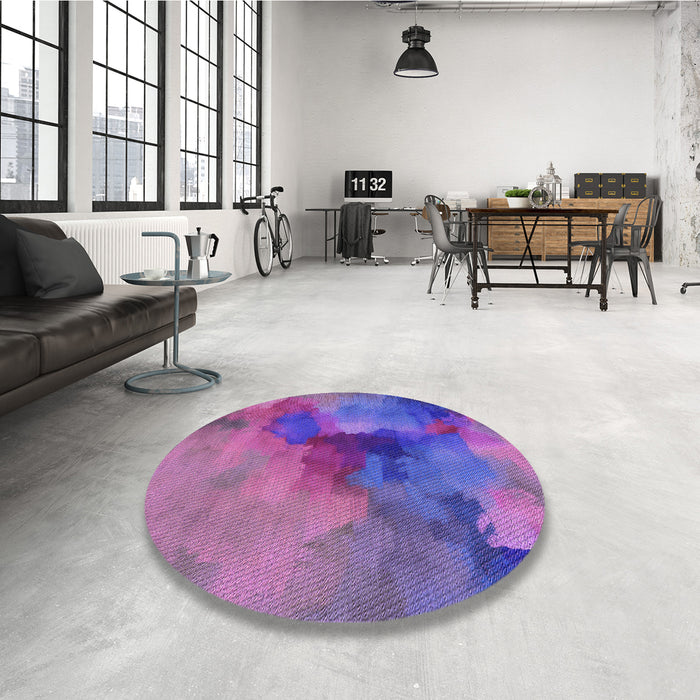 Round Patterned Dark Orchid Purple Rug in a Office, pat3912pur