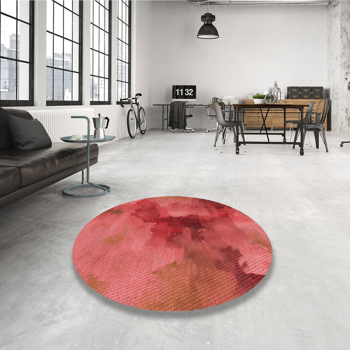 Round Patterned Red Rug in a Office, pat3912rd