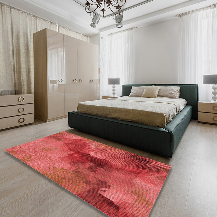 Patterned Red Rug in a Bedroom, pat3912rd