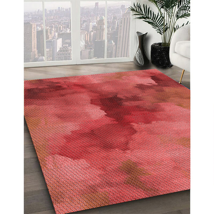 Patterned Red Rug in Family Room, pat3912rd