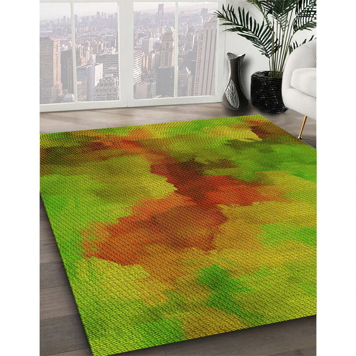 Patterned Pistachio Green Rug in Family Room, pat3912yw