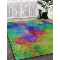 Patterned Green Modern Rug, pat3912