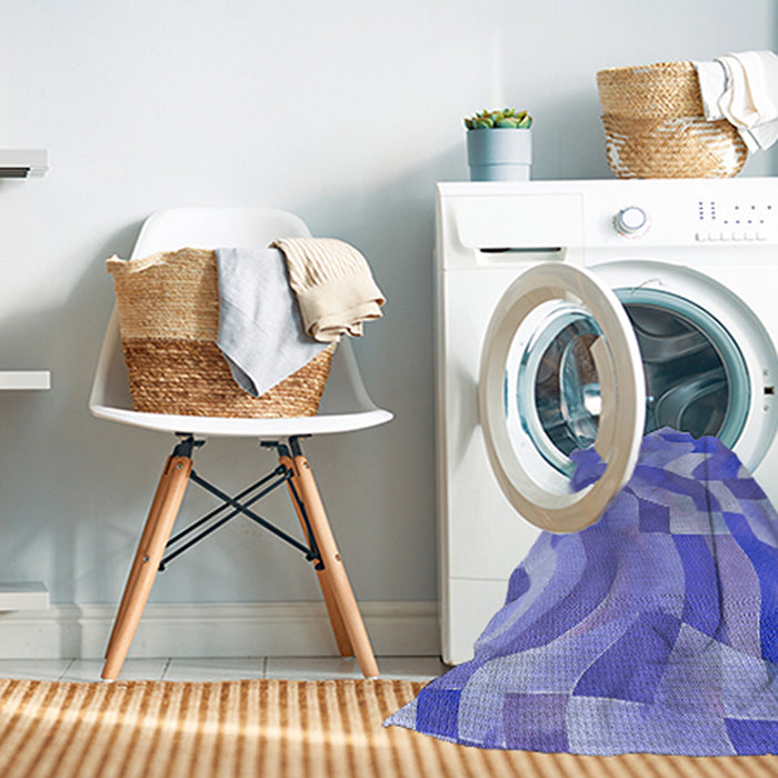 Machine Washable Transitional Purple Mimosa Purple Rug in a Washing Machine, wshpat3913blu