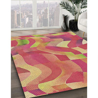 Patterned Crimson Red Rug, pat3913brn