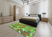 Patterned Green Rug in a Bedroom, pat3913grn