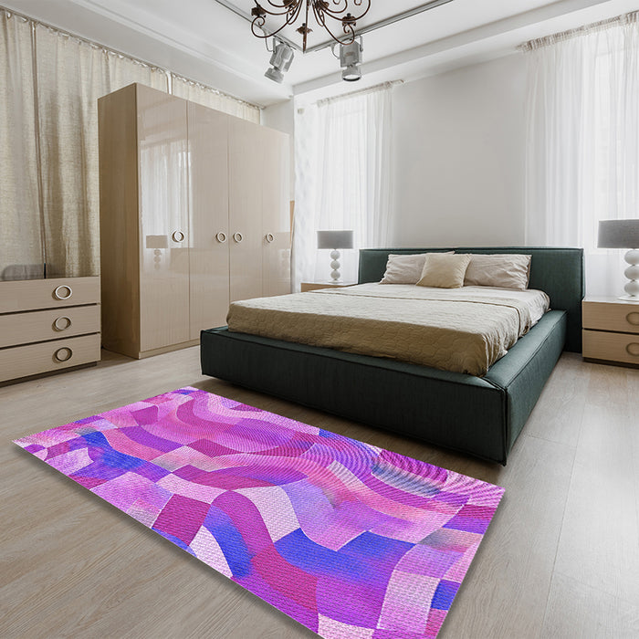 Patterned Fuchsia Magenta Purple Rug in a Bedroom, pat3913pur