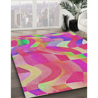 Patterned Deep Pink Modern Rug, pat3913