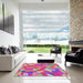 Square Machine Washable Transitional Deep Pink Rug in a Living Room, wshpat3913