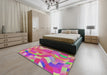 Machine Washable Transitional Deep Pink Rug in a Bedroom, wshpat3913
