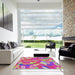 Square Patterned Deep Pink Modern Rug in a Living Room, pat3913