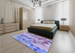 Patterned Blue Rug in a Bedroom, pat3914blu