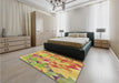 Patterned Orange Rug in a Bedroom, pat3914brn