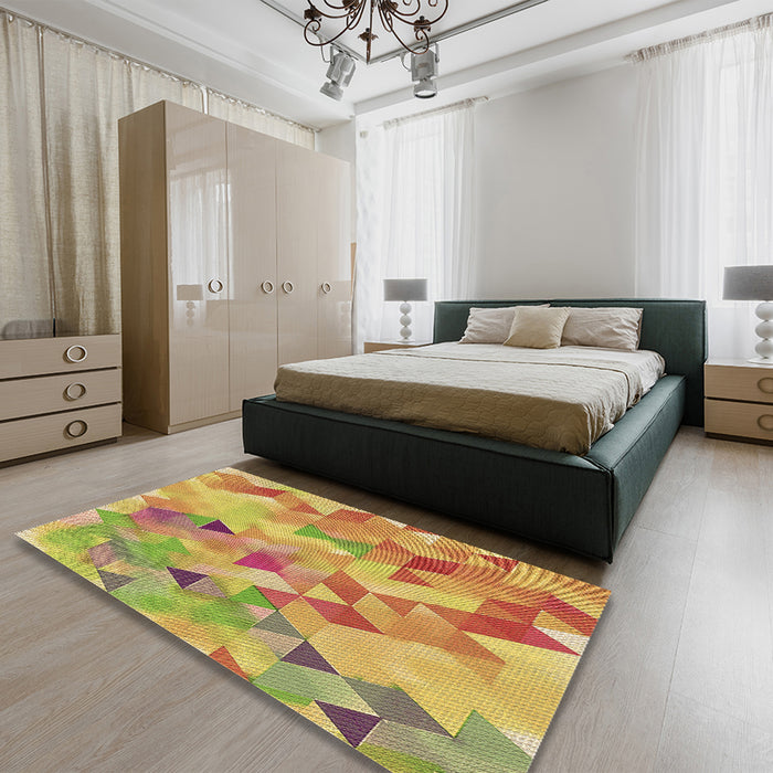 Patterned Orange Rug in a Bedroom, pat3914brn
