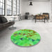 Round Patterned Neon Green Rug in a Office, pat3914grn