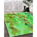 Machine Washable Transitional Neon Green Rug in a Family Room, wshpat3914grn
