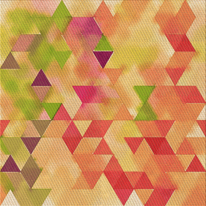 Round Patterned Orange Rug, pat3914org