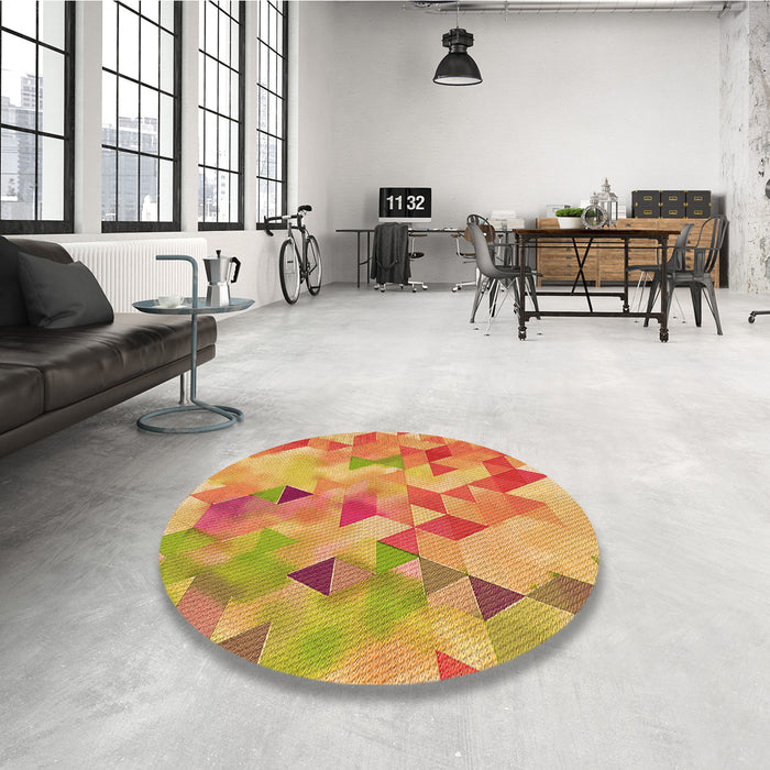 Round Patterned Orange Rug in a Office, pat3914org