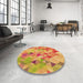 Round Patterned Orange Rug in a Office, pat3914org