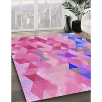 Patterned Neon Pink Rug, pat3914pur