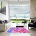 Machine Washable Transitional Neon Pink Rug in a Kitchen, wshpat3914pur