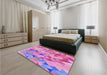 Patterned Neon Pink Rug in a Bedroom, pat3914pur