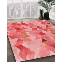 Patterned Fire Red Rug, pat3914rd