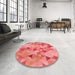 Round Patterned Fire Red Rug in a Office, pat3914rd