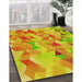 Patterned Neon Orange Rug in Family Room, pat3914yw