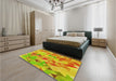 Patterned Neon Orange Rug in a Bedroom, pat3914yw