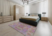 Patterned Purple Modern Rug in a Bedroom, pat3915