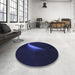 Round Patterned Night Blue Rug in a Office, pat3916blu